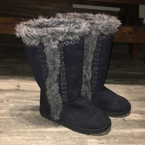 Fuzzy Calf High Boots